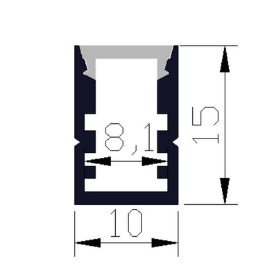 마폴리카르보네이트 커버와 6063 불순물 LED 라이트 알루미늄 프로필 10 Ｘ 15m