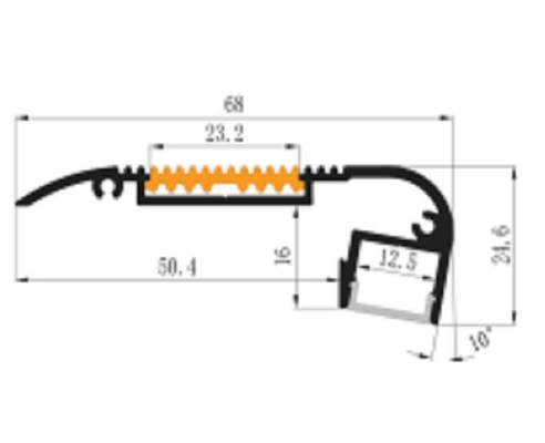 스텝 에지를 위한 양극 산화된 LED 라이트 알루미늄 프로필 채널 6063 68x24.6mm